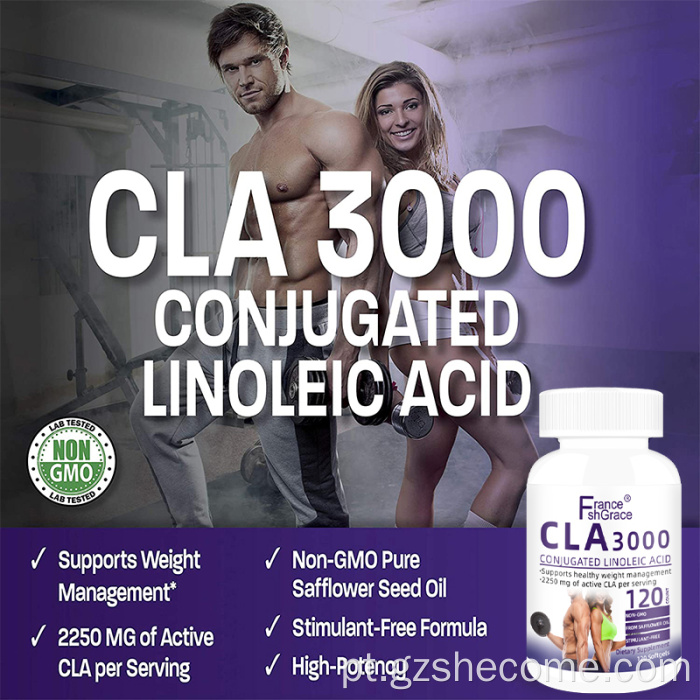 Suporta softgels de ácido linoléico conjugado com peso saudável